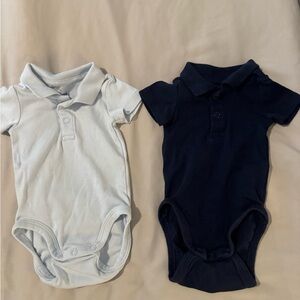 H&M Baby Polo Onesies - light blue & dark blue